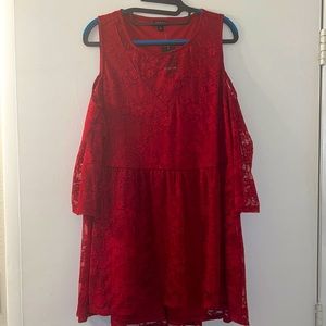 Torrid Babydoll Stretch Lace Cold Shoulder Top NWT Size 1 (14-16)